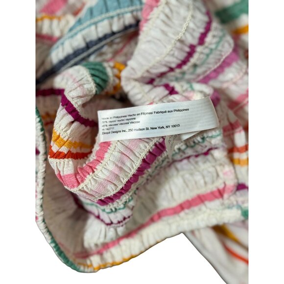 Eloquii Elements Womens Striped Smocked Puff Sleeve Top Sz XL Boho Peasant Beach - Picture 7 of 13